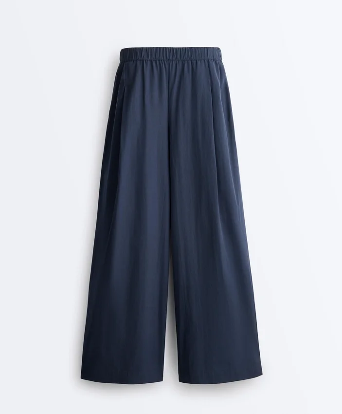 Pantaloni a gamba larga in popeline 100% cotone Pantaloni a gamba larga in popeline 100% cotone