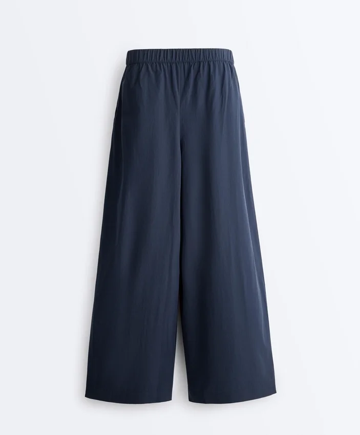 Pantaloni a gamba larga in popeline 100% cotone Pantaloni a gamba larga in popeline 100% cotone