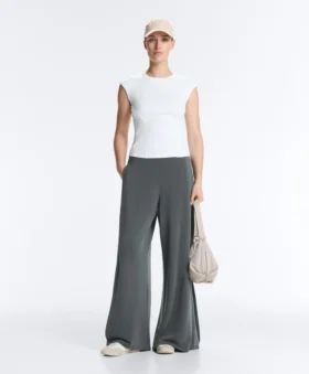 Pantaloni a gamba larga Soft Touch con piega laterale e in modal