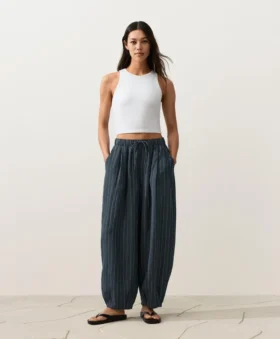 Pantaloni a palloncino in 100% lino