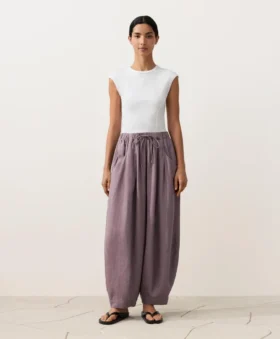 Pantaloni a palloncino in 100% lino