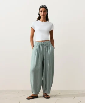 Pantaloni a palloncino in 100% lino