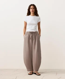 Pantaloni a palloncino in 100% lino