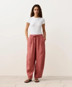 Pantaloni a palloncino in 100% lino