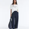 T-shirt boxy a maniche corte in misto cotone con slogan T-shirt boxy a maniche corte in misto cotone con slogan