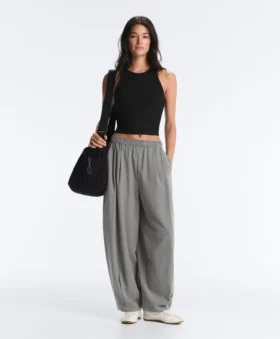 Pantaloni a palloncino in misto lyocell a quadretti
