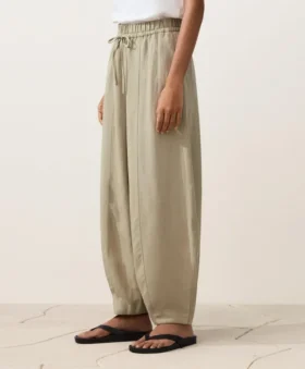 Pantaloni a palloncino in misto lyocell e 24% lino con cuciture