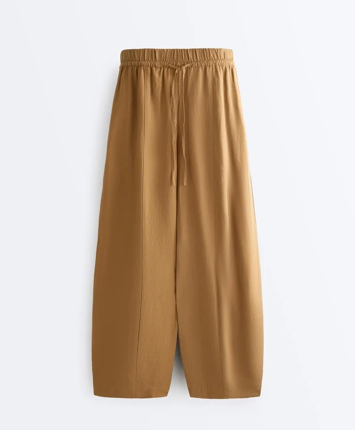 Pantaloni a palloncino in misto lyocell e 24% lino con cuciture Pantaloni a palloncino in misto lyocell e 24% lino con cuciture