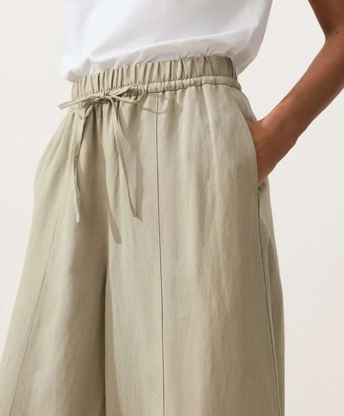 Pantaloni a palloncino in misto lyocell e 24% lino con cuciture Pantaloni a palloncino in misto lyocell e 24% lino con cuciture
