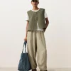 Pantaloni a palloncino in misto lyocell e 24% lino con cuciture Pantaloni a palloncino in misto lyocell e 24% lino con cuciture