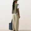 Pantaloni a palloncino in misto lyocell e 24% lino con cuciture Pantaloni a palloncino in misto lyocell e 24% lino con cuciture