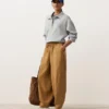 Pantaloni a palloncino in misto lyocell e 24% lino con cuciture Pantaloni a palloncino in misto lyocell e 24% lino con cuciture