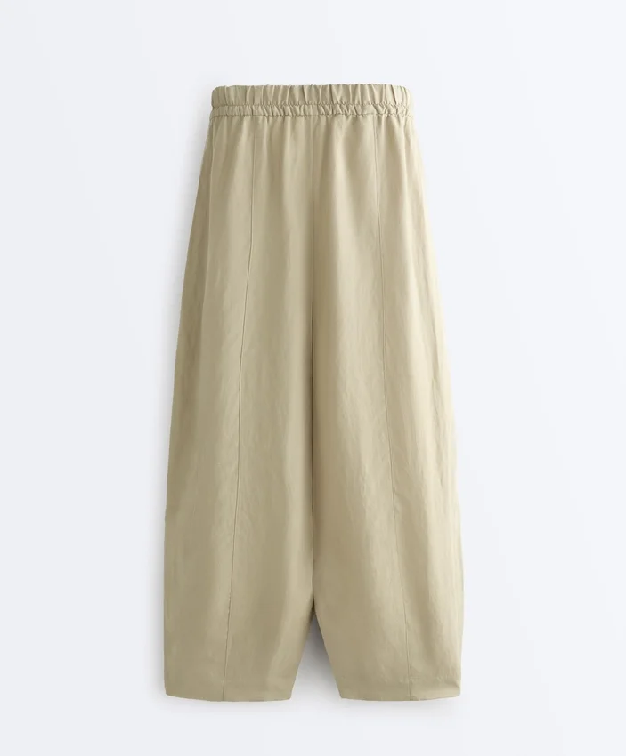 Pantaloni a palloncino in misto lyocell e 24% lino con cuciture Pantaloni a palloncino in misto lyocell e 24% lino con cuciture
