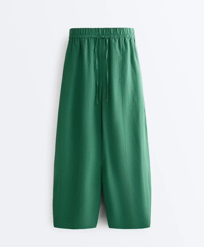 Pantaloni a palloncino in misto lyocell e 24% lino con cuciture Pantaloni a palloncino in misto lyocell e 24% lino con cuciture