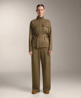 Pantaloni a vita alta a gamba dritta effetto neoprene