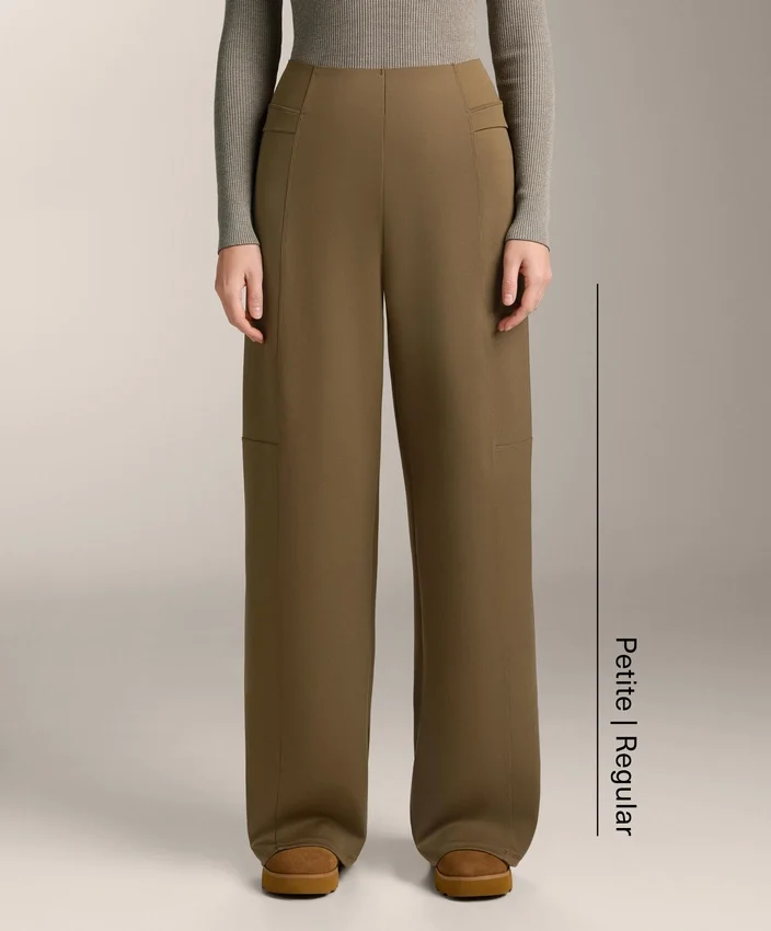 Pantaloni a vita alta a gamba dritta effetto neoprene Pantaloni a vita alta a gamba dritta effetto neoprene