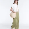 Pantaloni a vita alta a gamba larga con gessato Soft Touch al tatto Pantaloni a vita alta a gamba larga con gessato Soft Touch al tatto