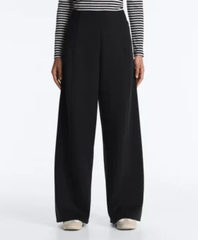 Pantaloni a vita alta a gamba larga effetto neoprene