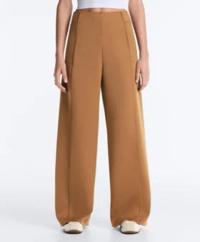 Pantaloni a vita alta a gamba larga effetto neoprene