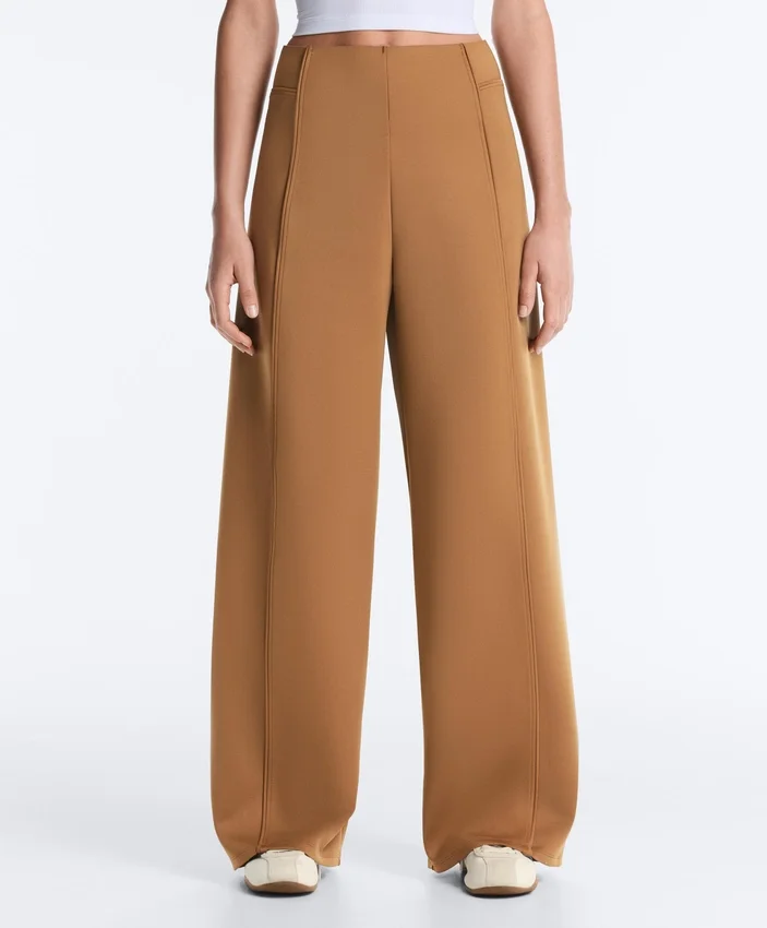 Pantaloni a vita alta a gamba larga effetto neoprene Pantaloni a vita alta a gamba larga effetto neoprene