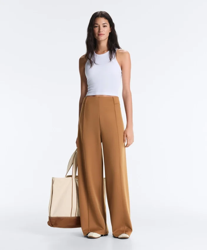 Pantaloni a vita alta a gamba larga effetto neoprene Pantaloni a vita alta a gamba larga effetto neoprene
