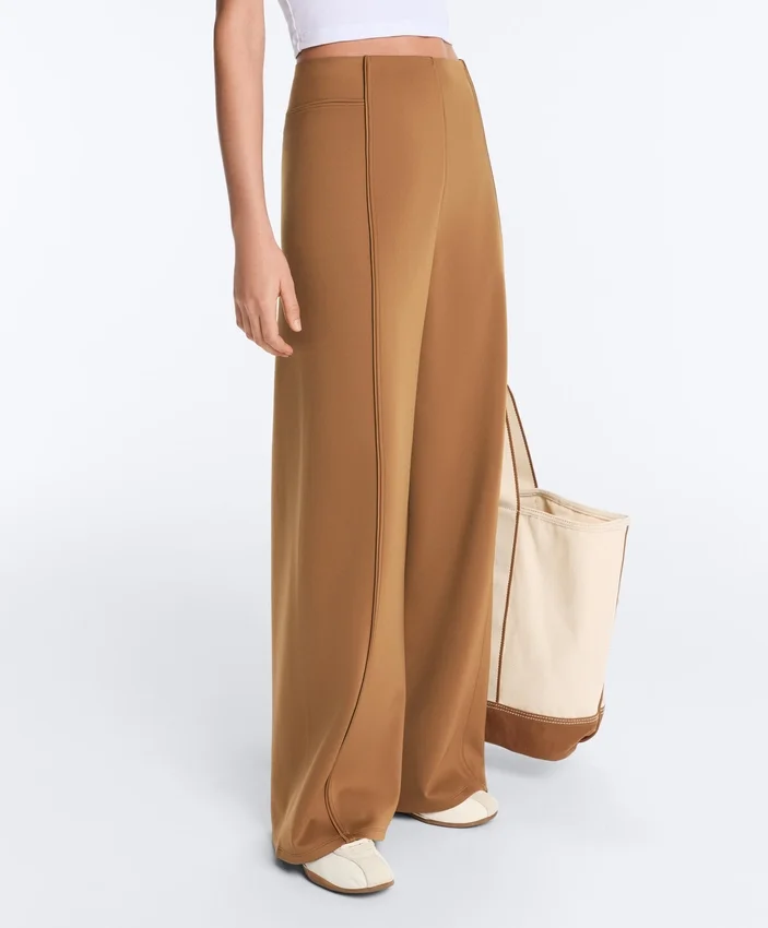 Pantaloni a vita alta a gamba larga effetto neoprene Pantaloni a vita alta a gamba larga effetto neoprene