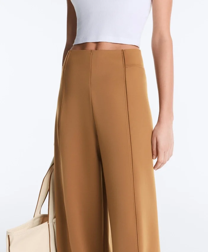 Pantaloni a vita alta a gamba larga effetto neoprene Pantaloni a vita alta a gamba larga effetto neoprene