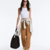 Pantaloni a vita alta a gamba larga effetto neoprene Pantaloni a vita alta a gamba larga effetto neoprene
