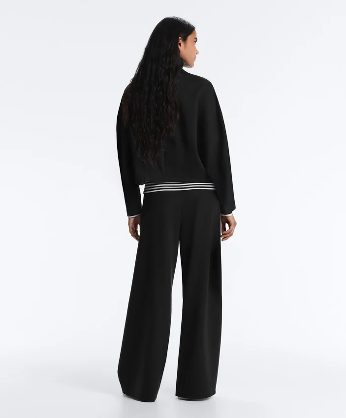 Pantaloni a vita alta a gamba larga effetto neoprene Pantaloni a vita alta a gamba larga effetto neoprene