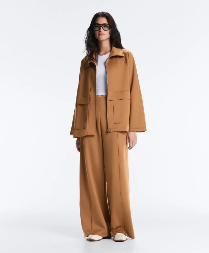 Pantaloni a vita alta a gamba larga effetto neoprene Pantaloni a vita alta a gamba larga effetto neoprene