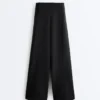 Pantaloni a vita alta a gamba larga effetto neoprene Pantaloni a vita alta a gamba larga effetto neoprene
