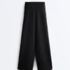Pantaloni a vita alta a gamba larga effetto neoprene Pantaloni a vita alta a gamba larga effetto neoprene