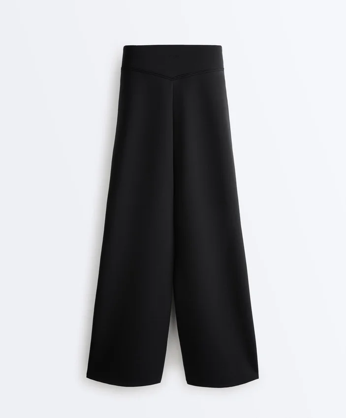 Pantaloni a vita alta a gamba larga effetto neoprene Pantaloni a vita alta a gamba larga effetto neoprene