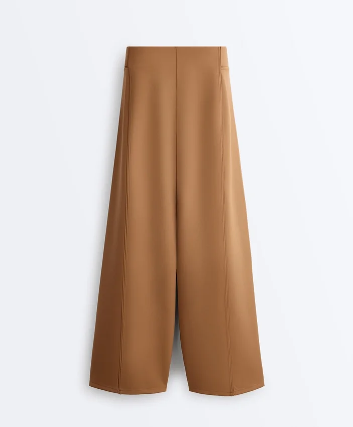 Pantaloni a vita alta a gamba larga effetto neoprene Pantaloni a vita alta a gamba larga effetto neoprene