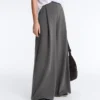 Pantaloni a vita alta e gamba larga in cotone piqué Pantaloni a vita alta e gamba larga in cotone piqué