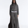 Pantaloni a vita alta e gamba larga in cotone piqué Pantaloni a vita alta e gamba larga in cotone piqué