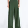 Pantaloni a vita alta in twill a gamba larga con pieghe Pantaloni a vita alta in twill a gamba larga con pieghe