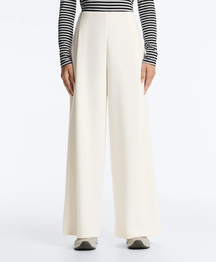 Pantaloni a vita alta in twill a gamba larga con pieghe Pantaloni a vita alta in twill a gamba larga con pieghe