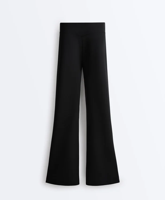 Pantaloni a zampa d’elefante a vita alta effetto neoprene Pantaloni a zampa d’elefante a vita alta effetto neoprene