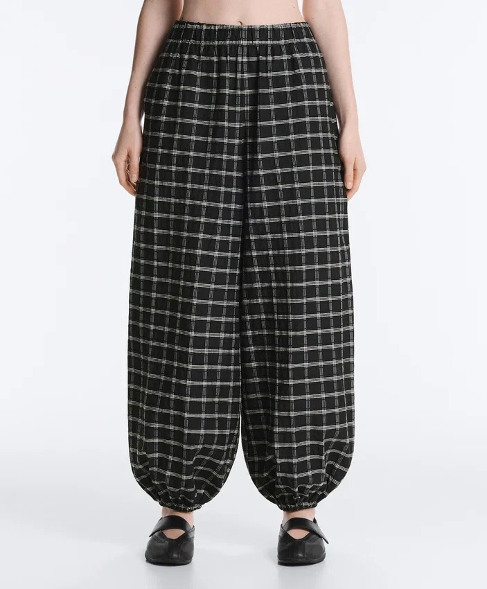 Pantaloni bloomer a quadri in cotone Pantaloni bloomer a quadri in cotone