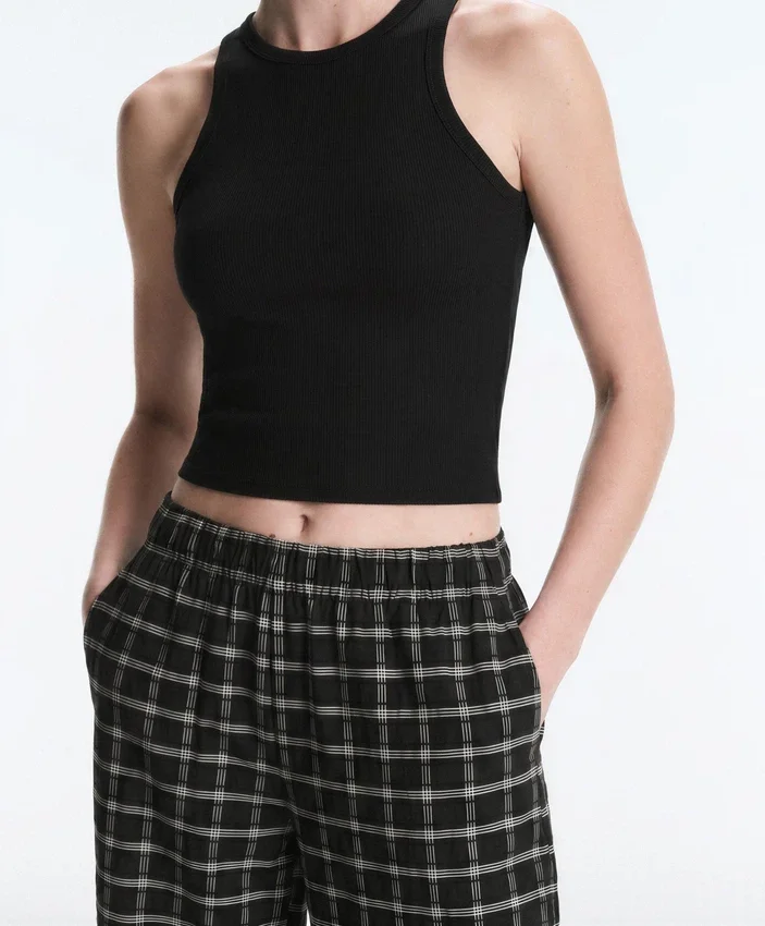 Pantaloni bloomer a quadri in cotone Pantaloni bloomer a quadri in cotone