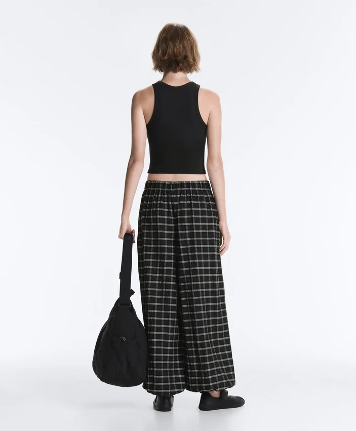 Pantaloni bloomer a quadri in cotone Pantaloni bloomer a quadri in cotone