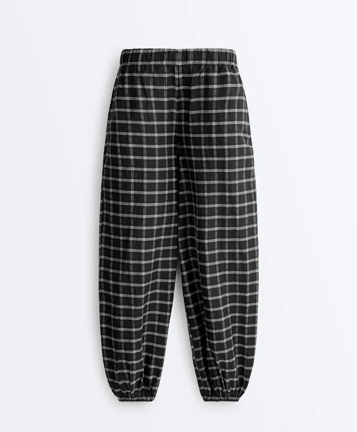 Pantaloni bloomer a quadri in cotone Pantaloni bloomer a quadri in cotone