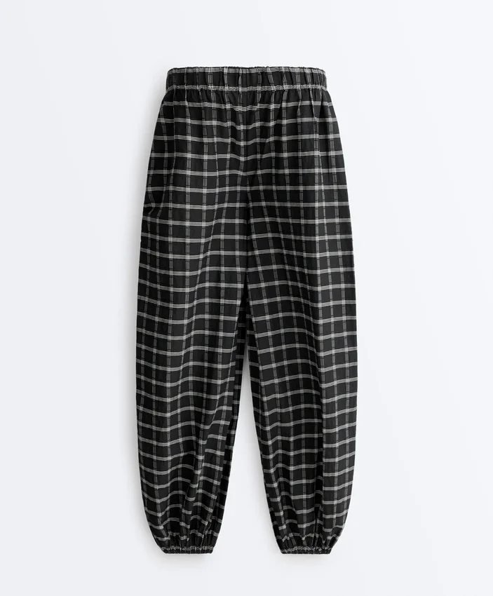 Pantaloni bloomer a quadri in cotone Pantaloni bloomer a quadri in cotone