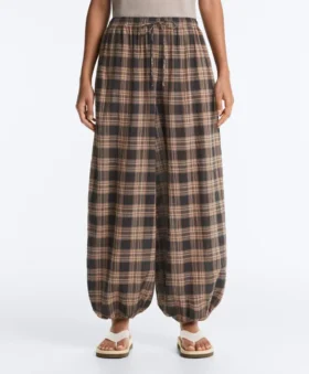 Pantaloni bloomer a quadri in misto cotone