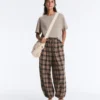 Pantaloni bloomer a quadri in misto cotone Pantaloni bloomer a quadri in misto cotone