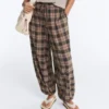 Pantaloni bloomer a quadri in misto cotone Pantaloni bloomer a quadri in misto cotone