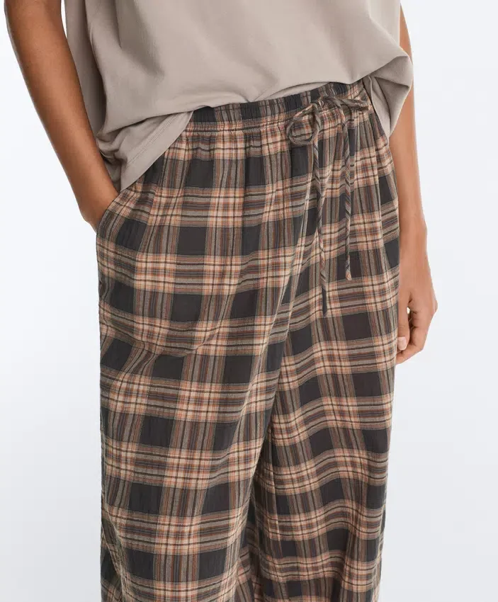 Pantaloni bloomer a quadri in misto cotone Pantaloni bloomer a quadri in misto cotone