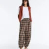 Pantaloni bloomer a quadri in misto cotone Pantaloni bloomer a quadri in misto cotone