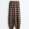 Pantaloni bloomer a quadri in misto cotone Pantaloni bloomer a quadri in misto cotone